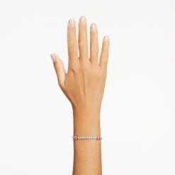 Swarovski Matrix Tennis Bracelet Mixed Cuts, Pink, Rhodium Plated