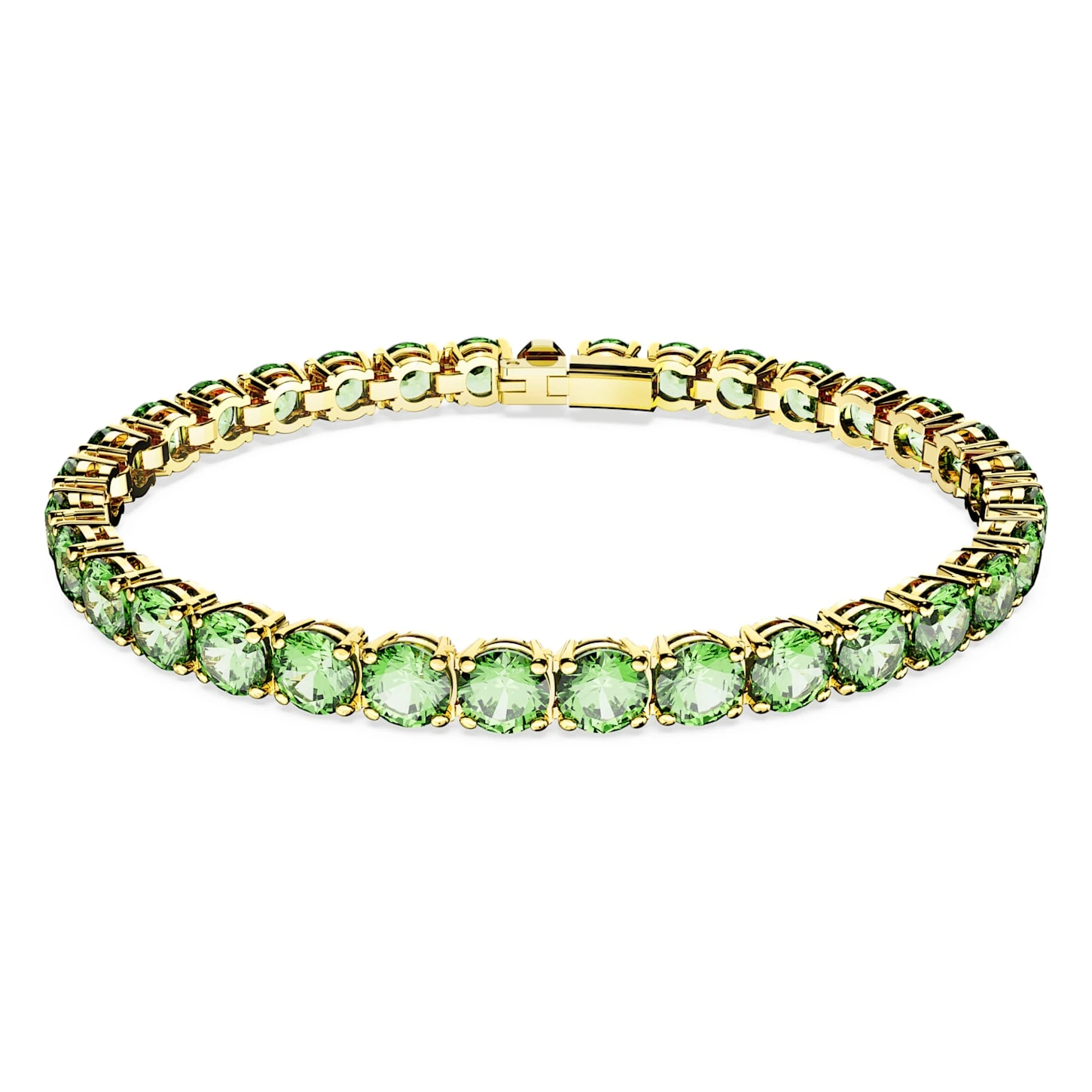 Swarovski Matrix Tennis Bracelet Round Cut, Medium, Green, Gold-tone Plated 4 Swarovski Matrix Tennis Bracelet Round Cut, Medium, Green, Gold-tone Plated - Image 2