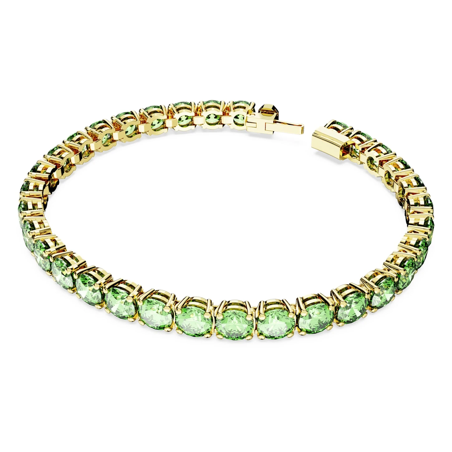 Swarovski Matrix Tennis Bracelet Round Cut, Medium, Green, Gold-tone Plated 5 Swarovski Matrix Tennis Bracelet Round Cut, Medium, Green, Gold-tone Plated - Image 3