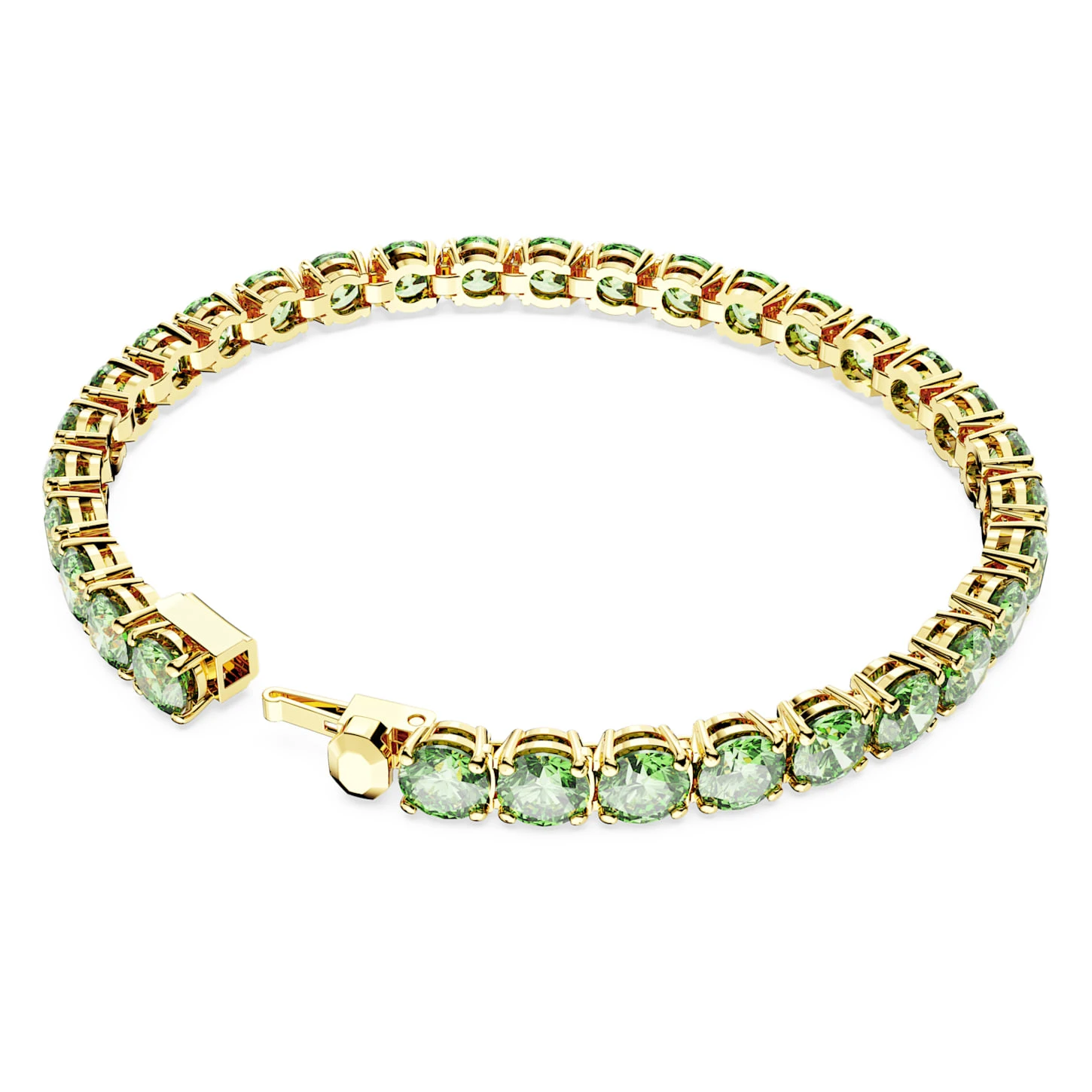 Swarovski Matrix Tennis Bracelet Round Cut, Medium, Green, Gold-tone Plated 7 Swarovski Matrix Tennis Bracelet Round Cut, Medium, Green, Gold-tone Plated - Image 5