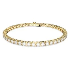 Swarovski Matrix Tennis Bracelet Round Cut, Small, White, Gold-tone Plated -Jewelry Store matrix tennis bracelet round cut small white gold tone plated swarovski 5657665 1
