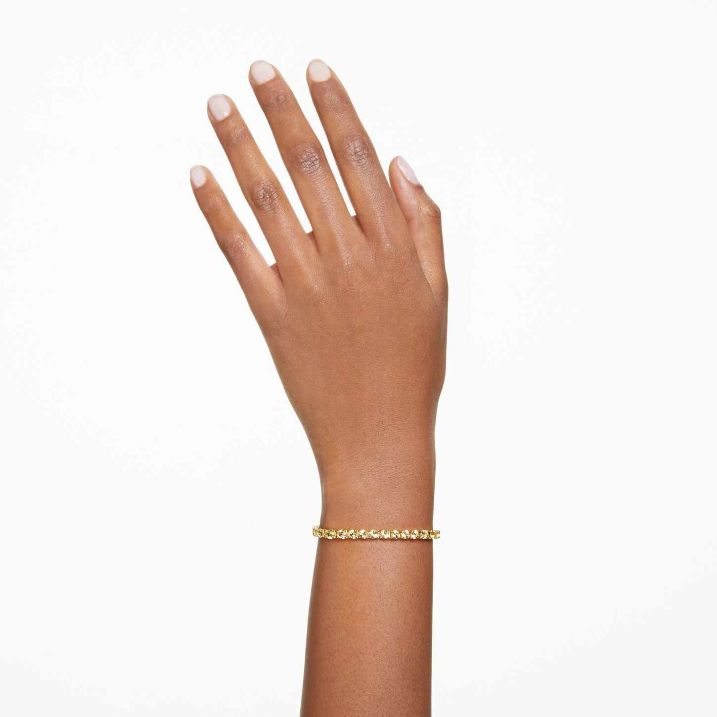 Swarovski Matrix Tennis Bracelet Round Cut, Small, Yellow, Gold-tone Plated 3 Swarovski Matrix Tennis Bracelet Round Cut, Small, Yellow, Gold-tone Plated