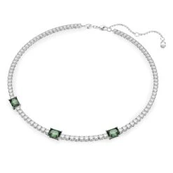 Swarovski Matrix Tennis Necklace Mixed Cuts, Green, Rhodium Plated -Jewelry Store matrix tennis necklace mixed cuts green rhodium plated swarovski 5666168 2