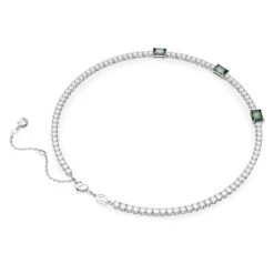 Swarovski Matrix Tennis Necklace Mixed Cuts, Green, Rhodium Plated -Jewelry Store matrix tennis necklace mixed cuts green rhodium plated swarovski 5666168 4