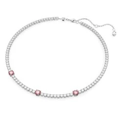 Swarovski Matrix Tennis Necklace Mixed Cuts, Pink, Rhodium Plated -Jewelry Store matrix tennis necklace mixed cuts pink rhodium plated swarovski 5666165 2