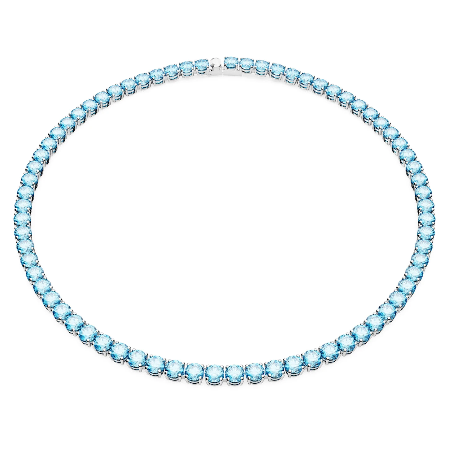 Swarovski Matrix Tennis Necklace Round Cut, Medium, Blue, Rhodium Plated 4 Swarovski Matrix Tennis Necklace Round Cut, Medium, Blue, Rhodium Plated - Image 2