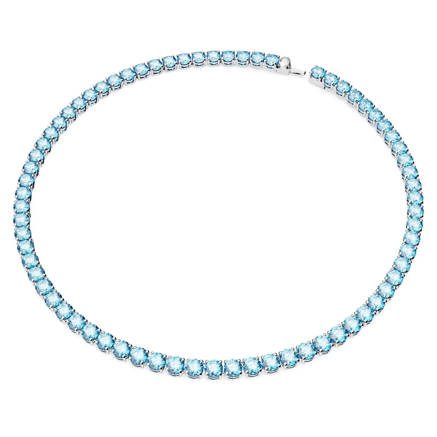 Swarovski Matrix Tennis Necklace Round Cut, Medium, Blue, Rhodium Plated 5 Swarovski Matrix Tennis Necklace Round Cut, Medium, Blue, Rhodium Plated - Image 3