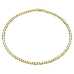 Swarovski Matrix Tennis Necklace Round Cut, Small, Yellow, Gold-tone Plated