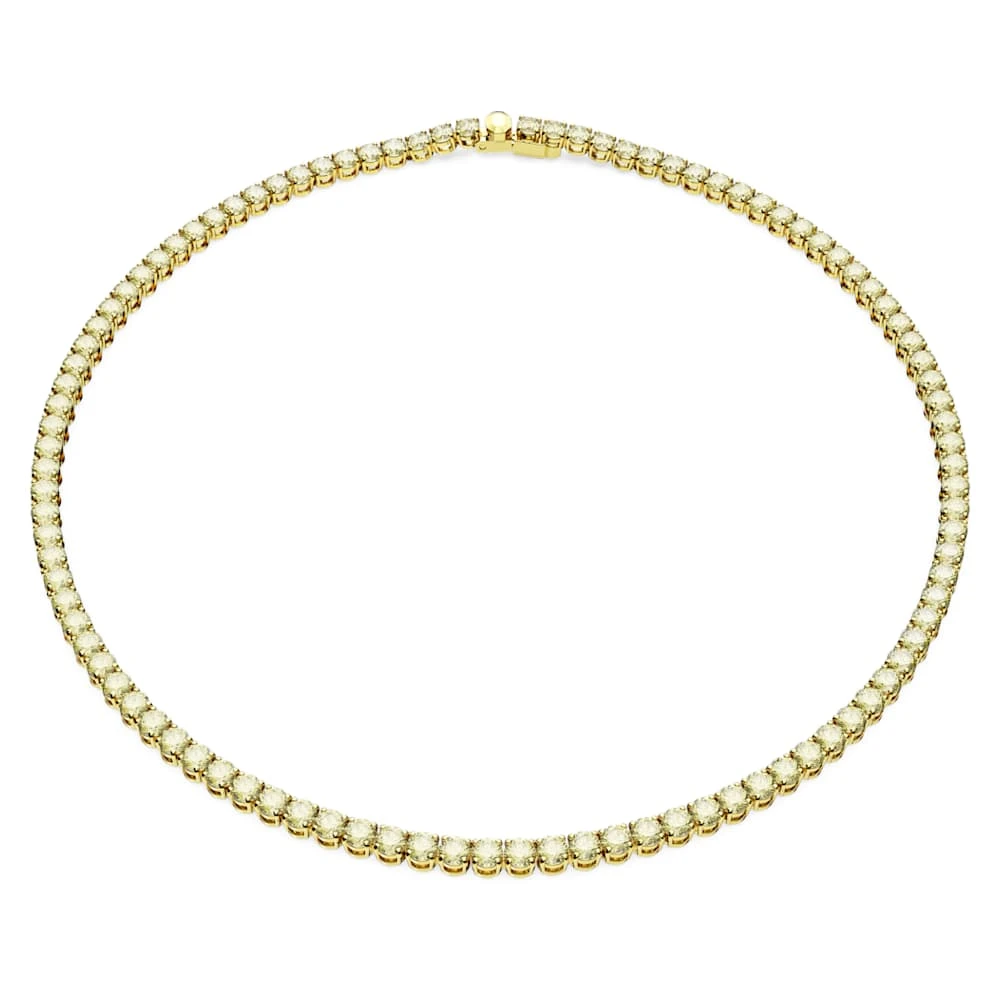 Swarovski Matrix Tennis Necklace Round Cut, Small, Yellow, Gold-tone Plated 7 Swarovski Matrix Tennis Necklace Round Cut, Small, Yellow, Gold-tone Plated - Image 5