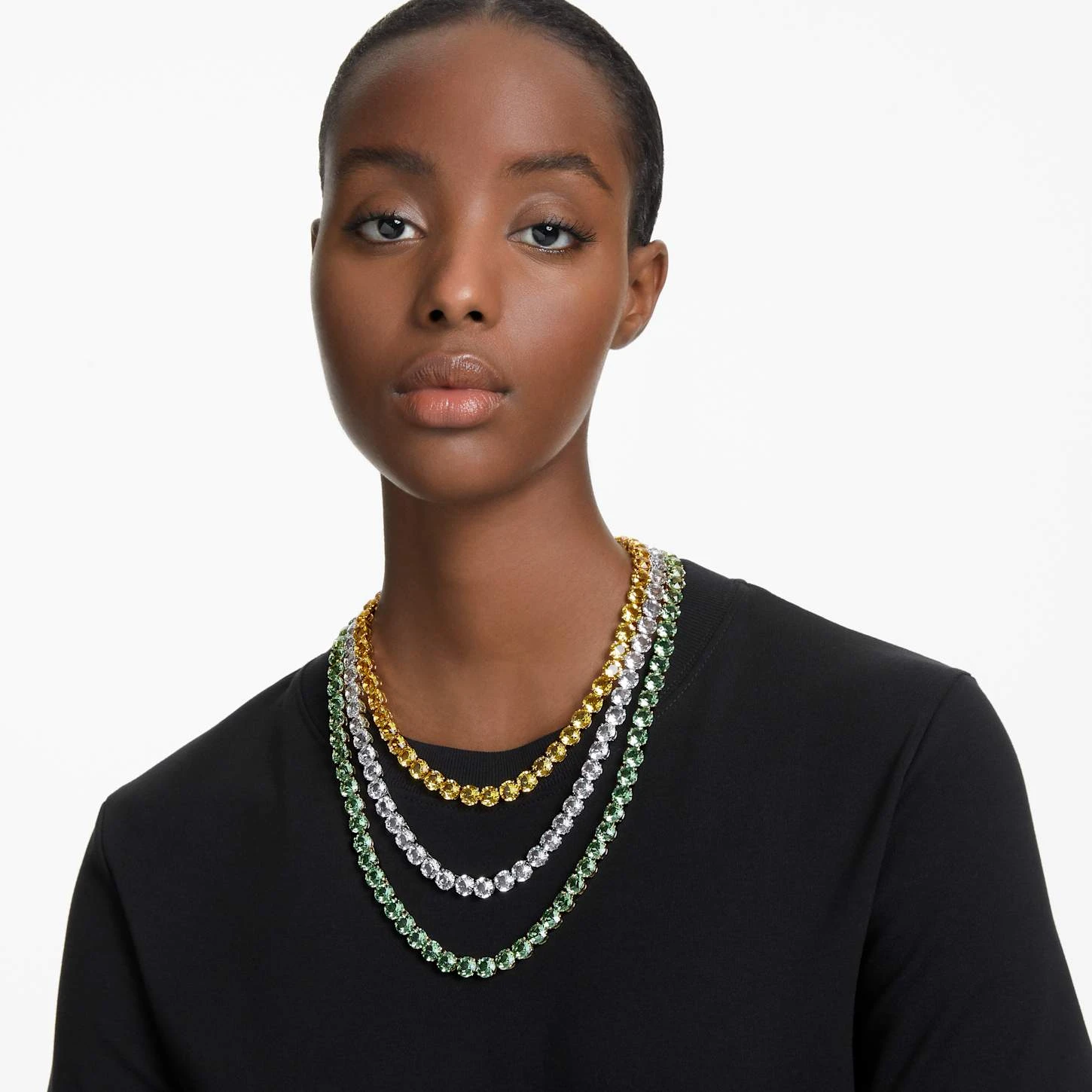 Swarovski Matrix Tennis Necklace Set (3), Round Cut, Multicolored, Mixed Metal Finish 3 Swarovski Matrix Tennis Necklace Set (3), Round Cut, Multicolored, Mixed Metal Finish