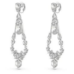 Swarovski Mesmera Clip Earrings Mixed Cuts, Chandelier, Long, White, Rhodium Plated -Jewelry Store mesmera clip earrings mixed cuts chandelier long white rhodium plated swarovski 5665827 3