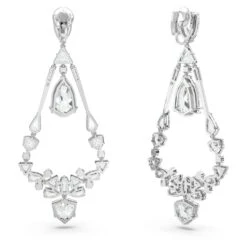 Swarovski Mesmera Clip Earrings Mixed Cuts, Chandelier, Long, White, Rhodium Plated -Jewelry Store mesmera clip earrings mixed cuts chandelier long white rhodium plated swarovski 5665827 4