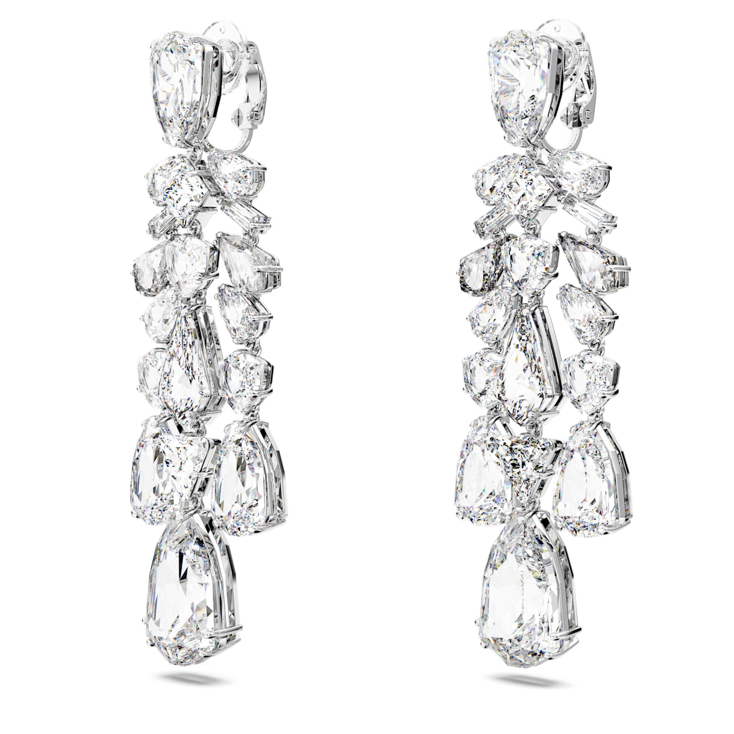 Swarovski Mesmera Clip Earrings Mixed Cuts, Chandelier, White, Rhodium Plated 6 Swarovski Mesmera Clip Earrings Mixed Cuts, Chandelier, White, Rhodium Plated - Image 4