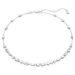 Swarovski Mesmera Necklace Mixed Cuts, Scattered Design, White, Rhodium Plated -Jewelry Store mesmera necklace mixed cuts scattered design white rhodium plated swarovski 5676989 1