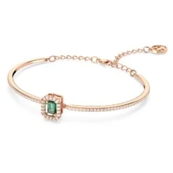 Swarovski Millenia Bangle Octagon Cut, Pavé, Green, Rose Gold-tone Plated -Jewelry Store millenia bangle octagon cut pavC3A9 green rose gold tone plated swarovski 5650071 2