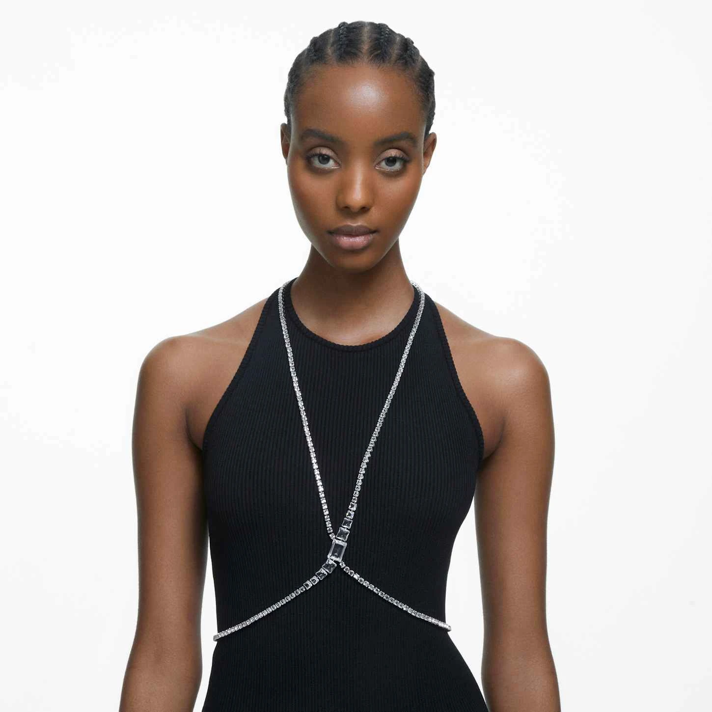 Swarovski Millenia Body Chain Square Cut, White, Rhodium Plated 3 Swarovski Millenia Body Chain Square Cut, White, Rhodium Plated