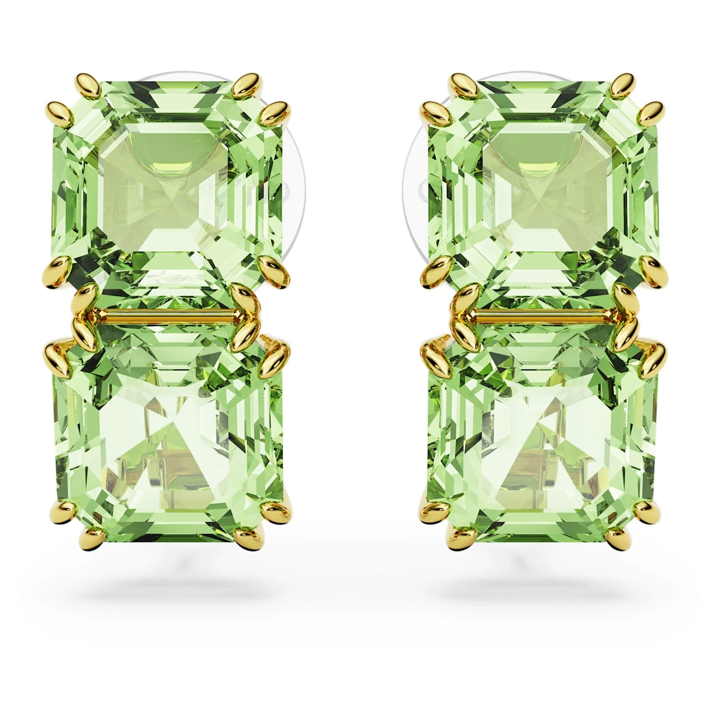 Swarovski Millenia Clip Earrings Square Cut, Green, Gold-tone Plated 4 Swarovski Millenia Clip Earrings Square Cut, Green, Gold-tone Plated - Image 2