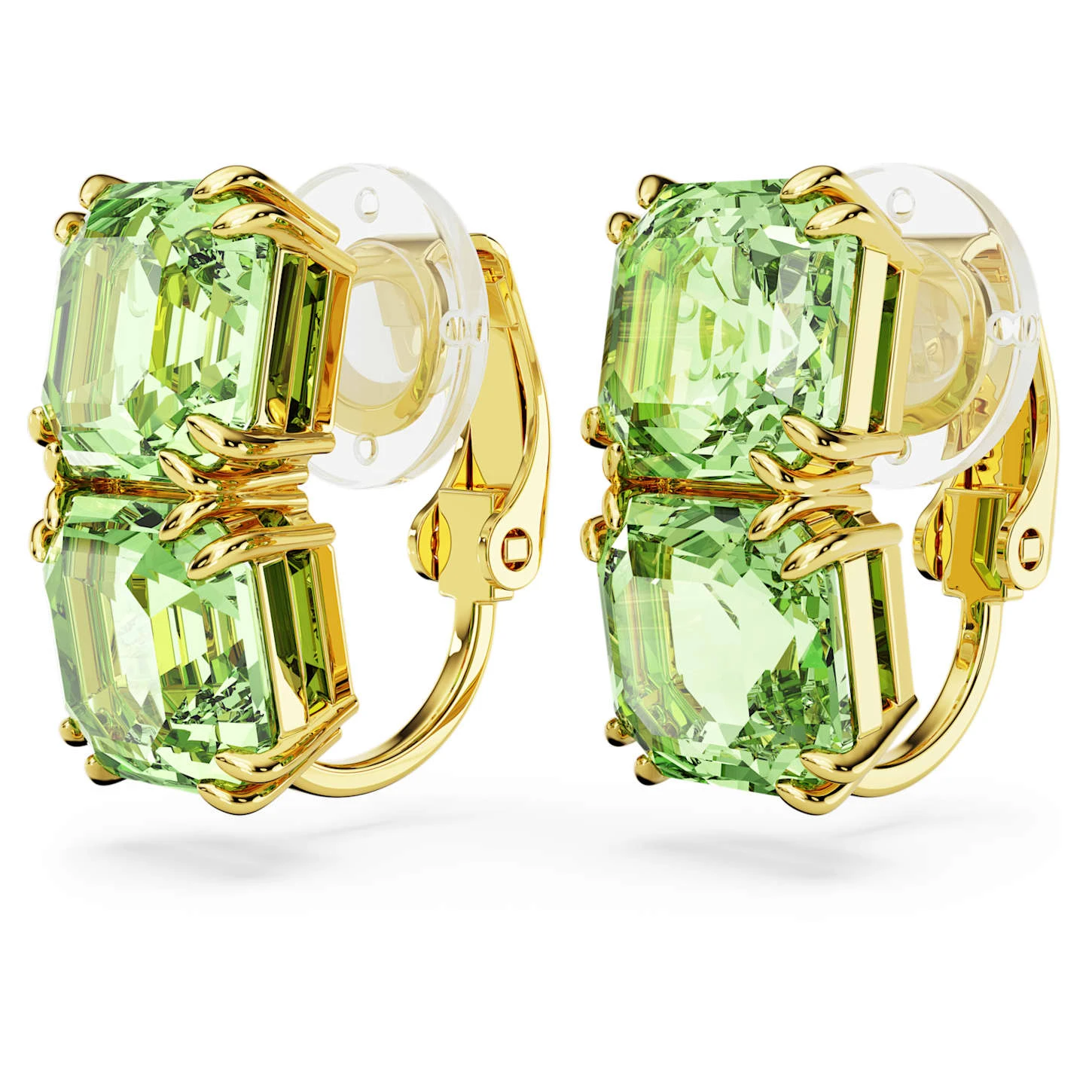 Swarovski Millenia Clip Earrings Square Cut, Green, Gold-tone Plated 6 Swarovski Millenia Clip Earrings Square Cut, Green, Gold-tone Plated - Image 4