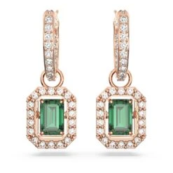 Swarovski Millenia Drop Earrings Octagon Cut, Green, Rose Gold-tone Plated -Jewelry Store millenia drop earrings octagon cut green rose gold tone plated swarovski 5650068 2