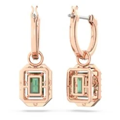 Swarovski Millenia Drop Earrings Octagon Cut, Green, Rose Gold-tone Plated -Jewelry Store millenia drop earrings octagon cut green rose gold tone plated swarovski 5650068 4