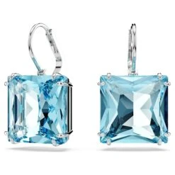 Swarovski Millenia Drop Earrings Square Cut, Blue, Rhodium Plated -Jewelry Store millenia drop earrings square cut blue rhodium plated swarovski 5619472 5