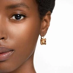 Swarovski Millenia Drop Earrings Square Cut, Brown, Gold-tone Plated