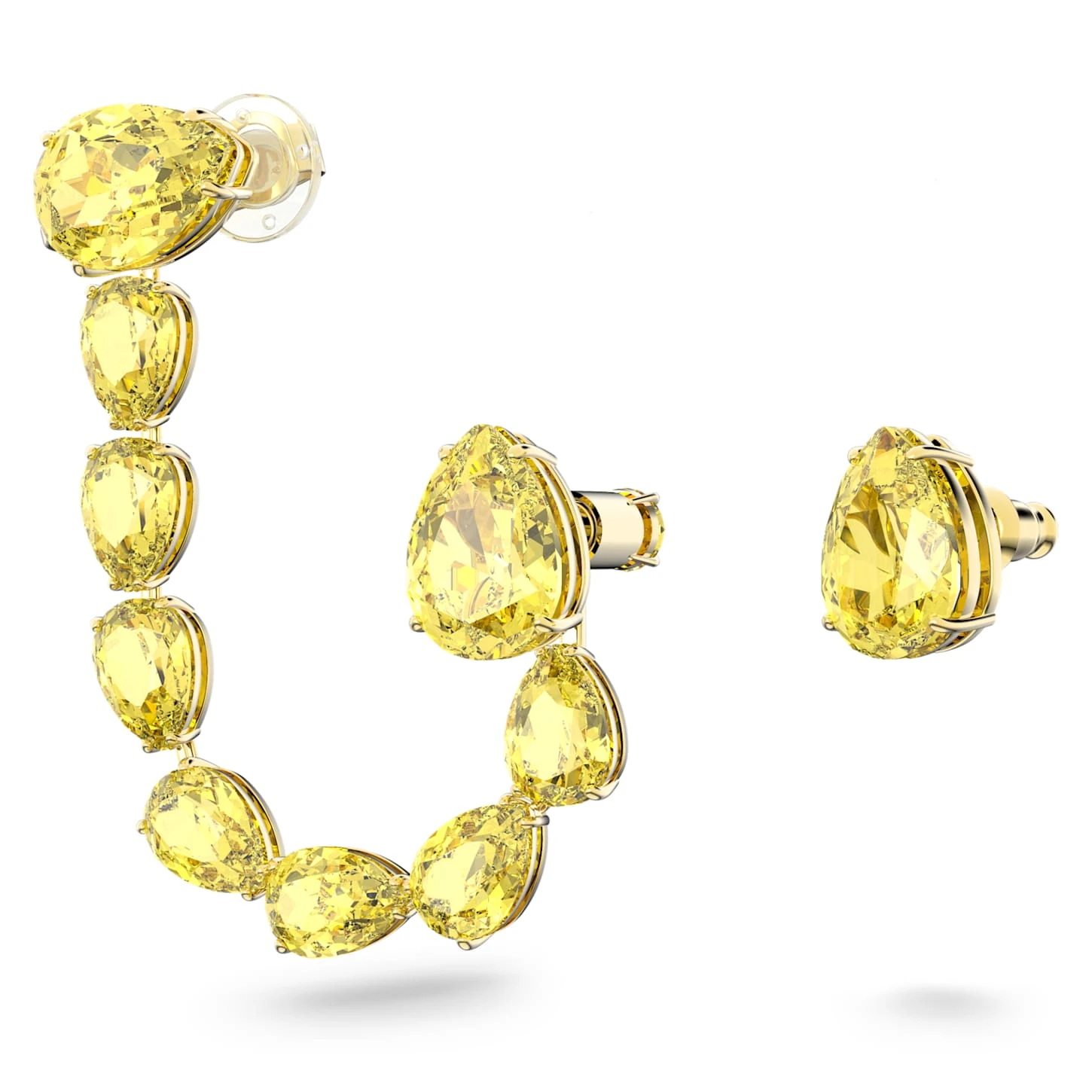 Swarovski Millenia Ear Cuff Set (2), Asymmetrical Design, Pear Cut, Yellow, Gold-tone Plated 5 Swarovski Millenia Ear Cuff Set (2), Asymmetrical Design, Pear Cut, Yellow, Gold-tone Plated - Image 3
