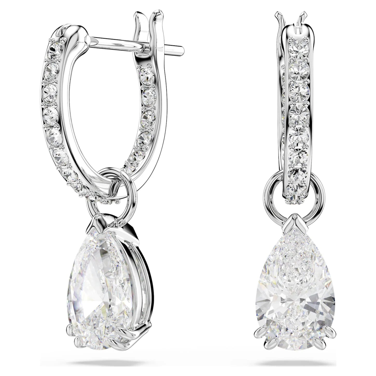 Swarovski Millenia Hoop Earrings Pear Cut, White, Rhodium Plated 4 Swarovski Millenia Hoop Earrings Pear Cut, White, Rhodium Plated - Image 2