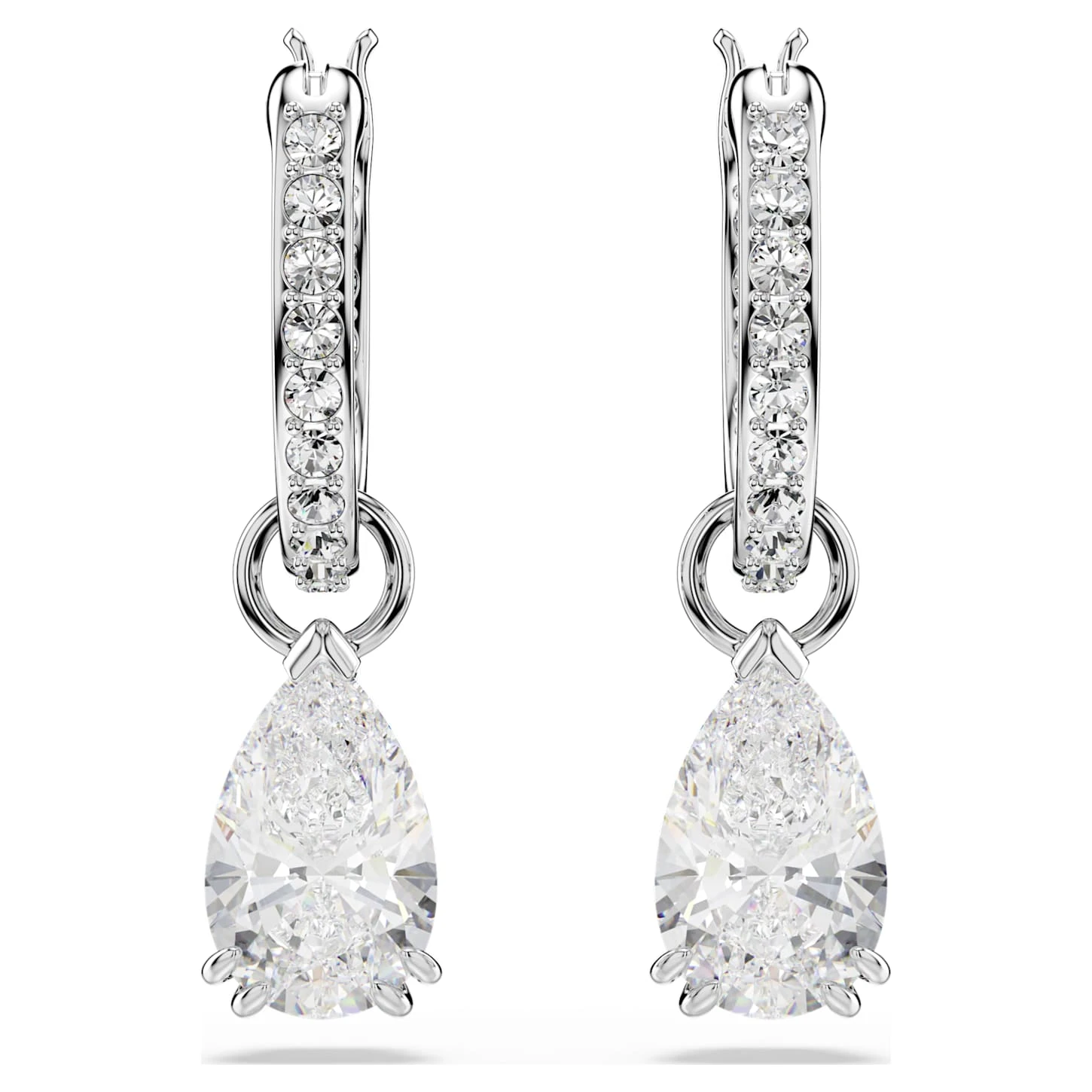 Swarovski Millenia Hoop Earrings Pear Cut, White, Rhodium Plated 5 Swarovski Millenia Hoop Earrings Pear Cut, White, Rhodium Plated - Image 3