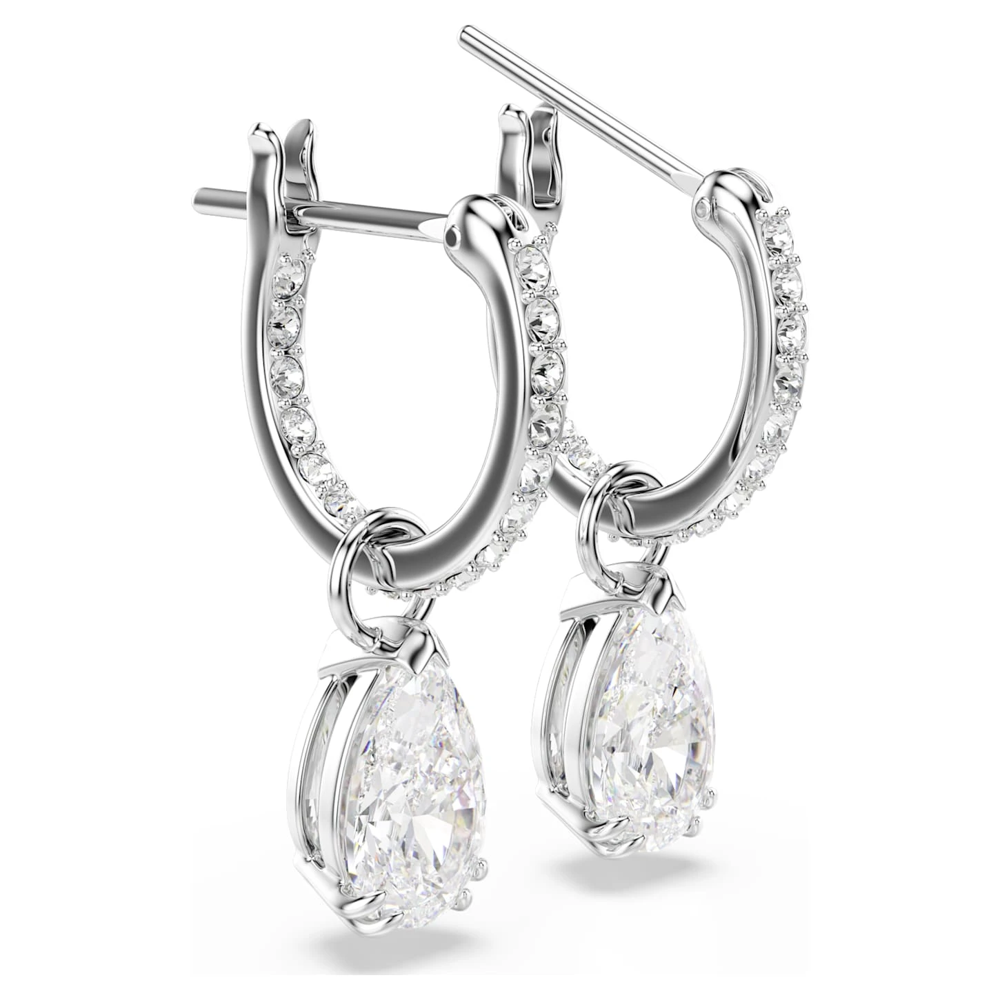 Swarovski Millenia Hoop Earrings Pear Cut, White, Rhodium Plated 6 Swarovski Millenia Hoop Earrings Pear Cut, White, Rhodium Plated - Image 4