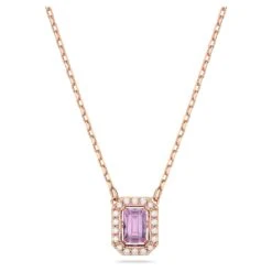 Swarovski Millenia Necklace Octagon Cut, Purple, Rose Gold-tone Plated -Jewelry Store millenia necklace octagon cut purple rose gold tone plated swarovski 5640291 1