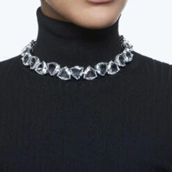 Swarovski Millenia Necklace Oversized Crystals, Trilliant Cut, White, Rhodium Plated