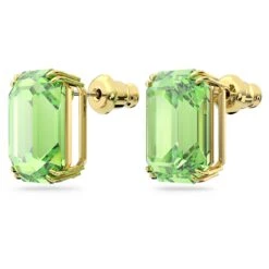 Swarovski Millenia Stud Earrings Octagon Cut, Green, Gold-tone Plated -Jewelry Store millenia stud earrings octagon cut green gold tone plated swarovski 5638489 3