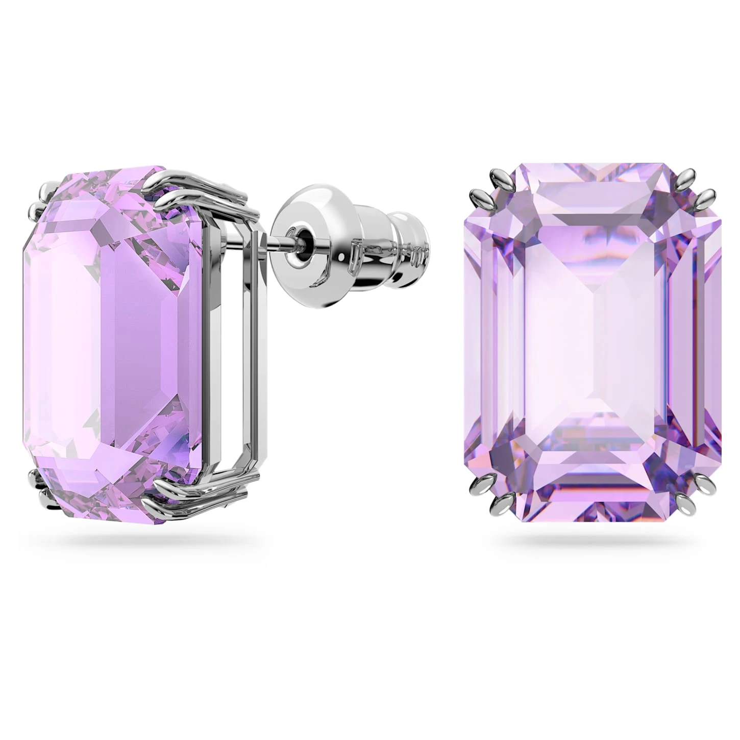 Swarovski Millenia Stud Earrings Octagon Cut, Purple, Rhodium Plated 5 Swarovski Millenia Stud Earrings Octagon Cut, Purple, Rhodium Plated - Image 3