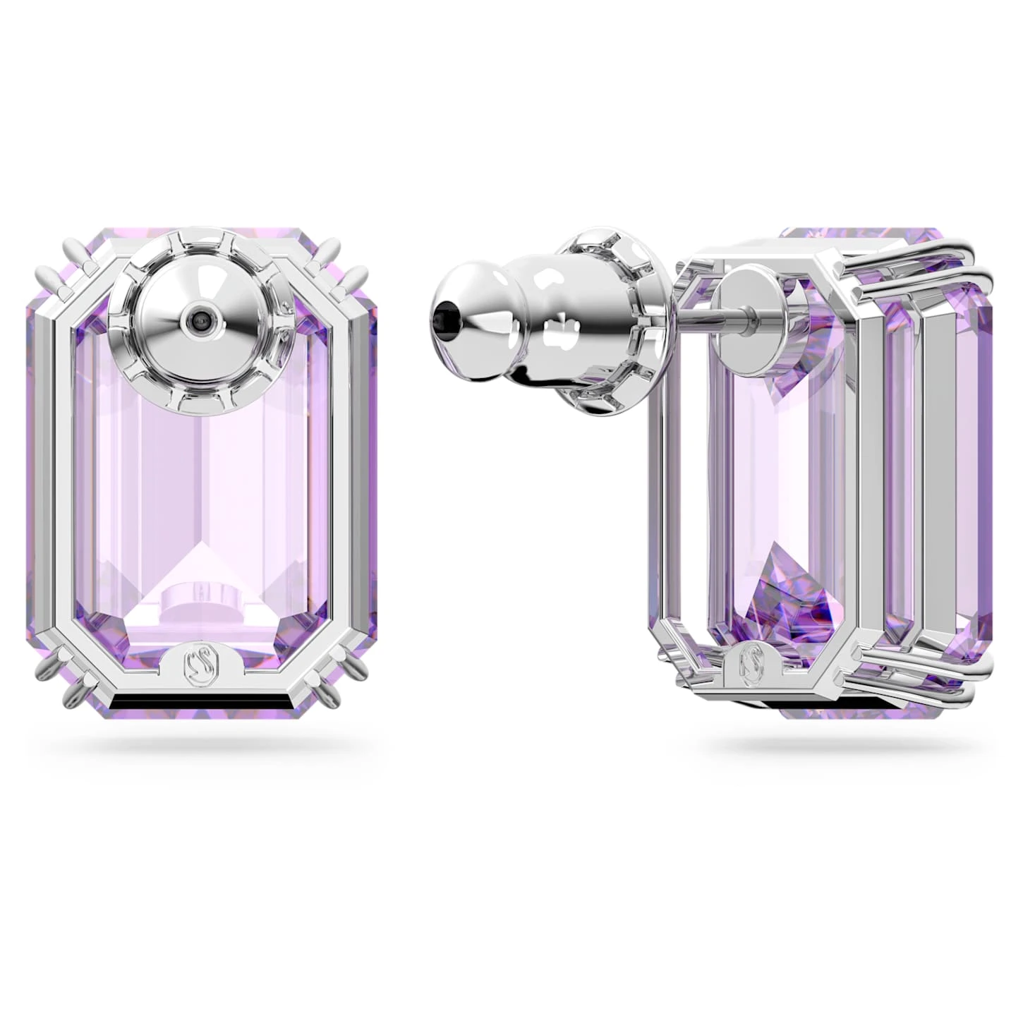 Swarovski Millenia Stud Earrings Octagon Cut, Purple, Rhodium Plated 7 Swarovski Millenia Stud Earrings Octagon Cut, Purple, Rhodium Plated - Image 5