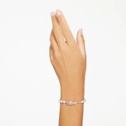Swarovski Nice Bracelet Feather, White, Rose Gold-tone Plated