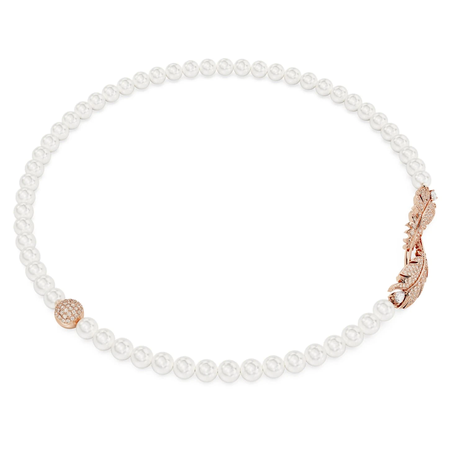 Swarovski Nice Necklace Magnetic Closure, Feather, White, Rose Gold-tone Plated 7 Swarovski Nice Necklace Magnetic Closure, Feather, White, Rose Gold-tone Plated - Image 5