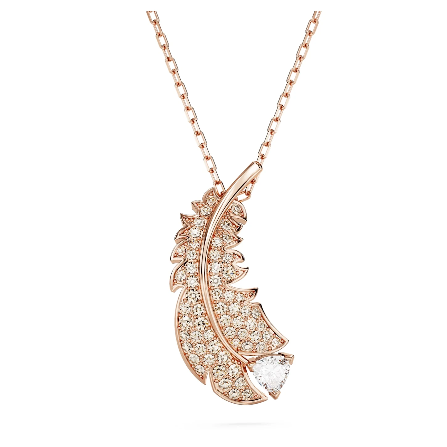 Swarovski Nice Pendant Feather, White, Rose Gold-tone Plated 4 Swarovski Nice Pendant Feather, White, Rose Gold-tone Plated - Image 2