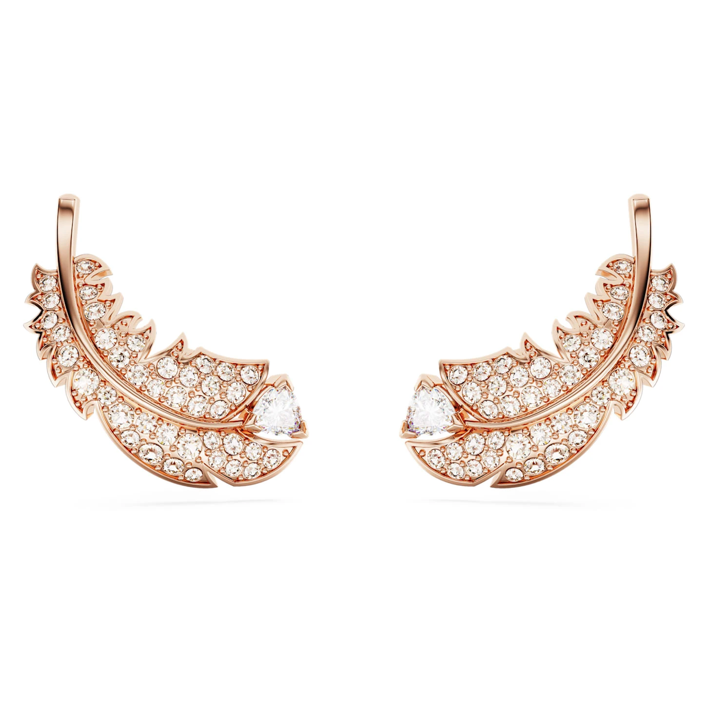 Swarovski Nice Stud Earrings Feather, White, Rose Gold-tone Plated 4 Swarovski Nice Stud Earrings Feather, White, Rose Gold-tone Plated - Image 2