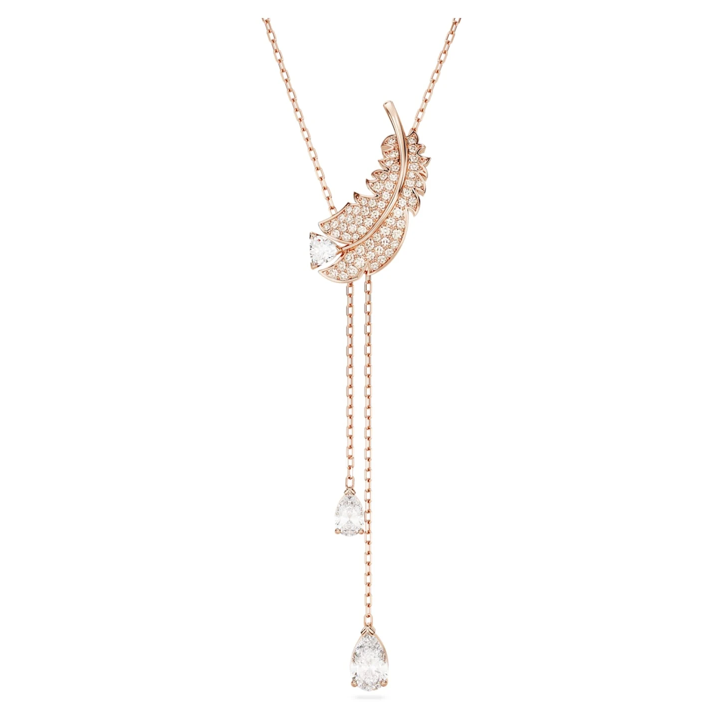 Swarovski Nice Y Pendant Feather, White, Rose Gold-tone Plated 4 Swarovski Nice Y Pendant Feather, White, Rose Gold-tone Plated - Image 2