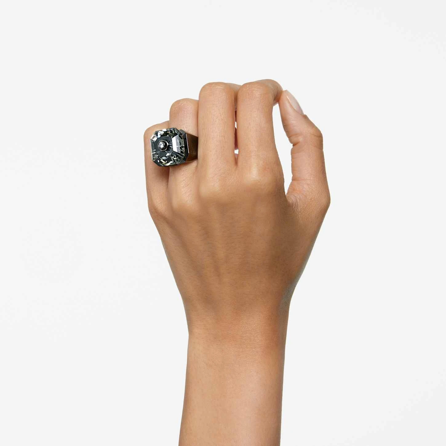 Swarovski Numina Cocktail Ring Octagon Cut, Black, Ruthenium Plated 3 Swarovski Numina Cocktail Ring Octagon Cut, Black, Ruthenium Plated