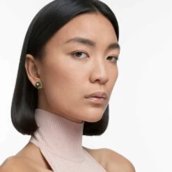 Swarovski Numina Stud Earrings Asymmetrical Design, Mixed Cuts, Green, Gold-tone Plated -Jewelry Store numina stud earrings asymmetrical design mixed cuts green gold tone plated swarovski 5615529 3