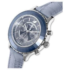 Swarovski Octea Lux Chrono Watch Swiss Made, Leather Strap, Blue, Stainless Steel -Jewelry Store octea lux chrono watch swiss made leather strap blue stainless steel swarovski 5580600 3