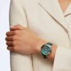Swarovski Octea Lux Chrono Watch Swiss Made, Leather Strap, Green, Rose Gold-tone Finish -Jewelry Store octea lux chrono watch swiss made leather strap green rose gold tone finish swarovski 5452498
