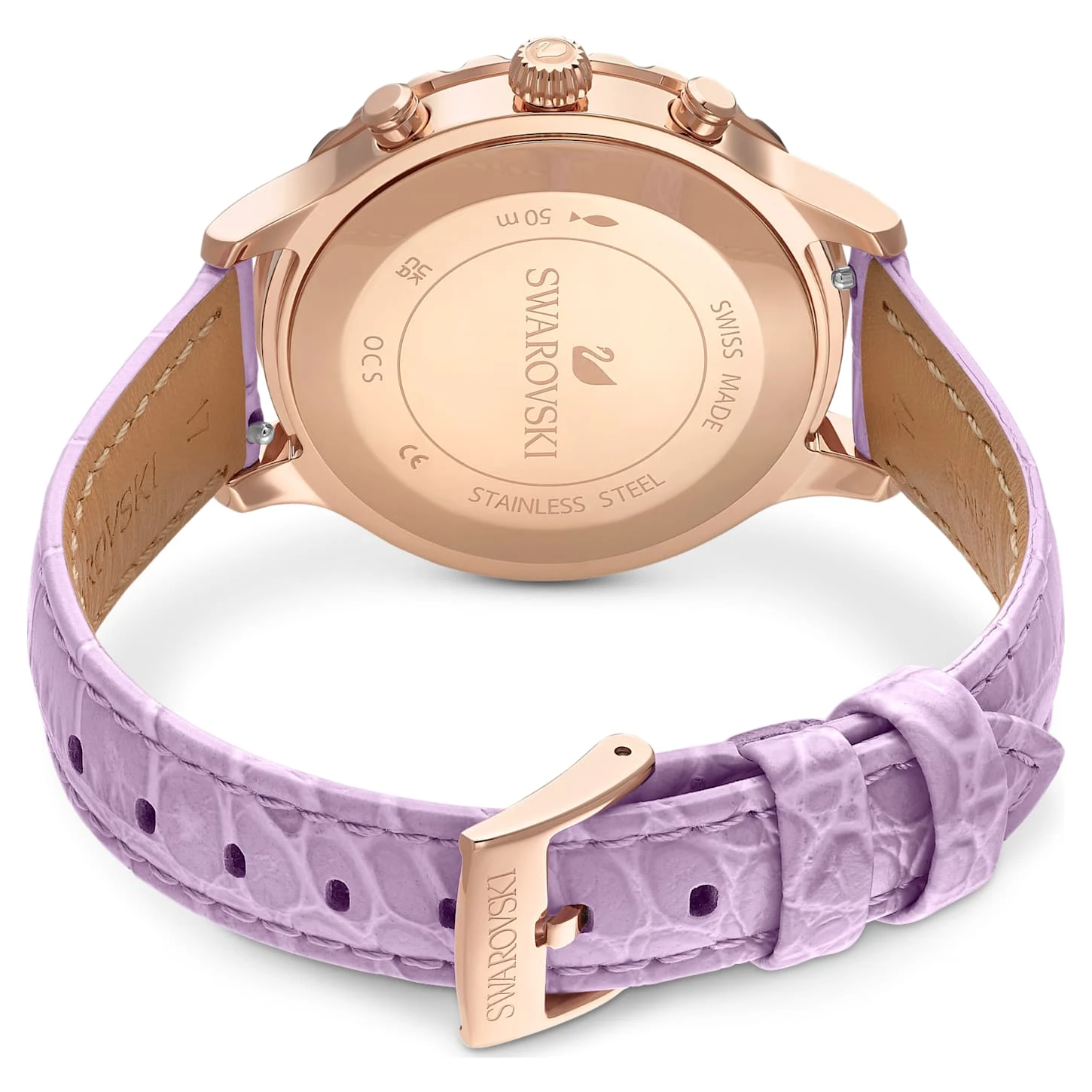 Swarovski Octea Lux Chrono Watch Swiss Made, Leather Strap, Purple, Rose Gold-tone Finish 6 Swarovski Octea Lux Chrono Watch Swiss Made, Leather Strap, Purple, Rose Gold-tone Finish - Image 4