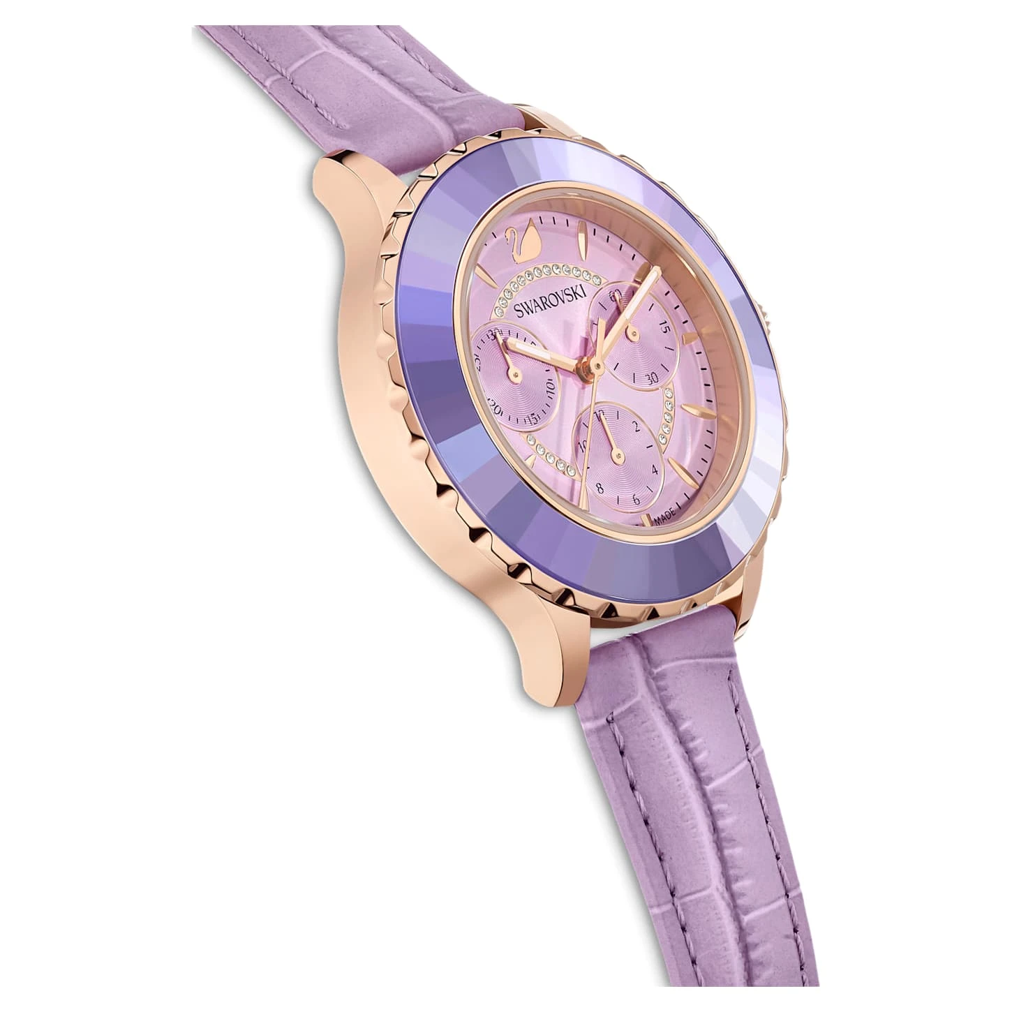 Swarovski Octea Lux Chrono Watch Swiss Made, Leather Strap, Purple, Rose Gold-tone Finish 8 Swarovski Octea Lux Chrono Watch Swiss Made, Leather Strap, Purple, Rose Gold-tone Finish - Image 6