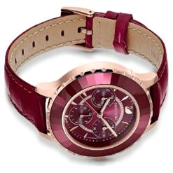 Swarovski Octea Lux Chrono Watch Swiss Made, Leather Strap, Red, Rose Gold-tone Finish -Jewelry Store octea lux chrono watch swiss made leather strap red rose gold tone finish swarovski 5547642 3