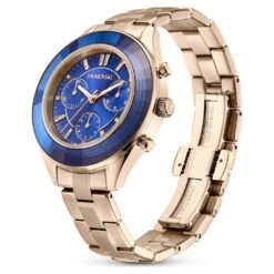 Swarovski Octea Lux Sport Watch Swiss Made, Metal Bracelet, Blue, Champagne Gold-tone Finish -Jewelry Store octea lux sport watch swiss made metal bracelet blue champagne gold tone finish swarovski 5632481 2