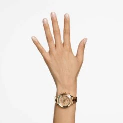 Swarovski Octea Lux Sport Watch Swiss Made, Metal Bracelet, Brown, Gold-tone Finish