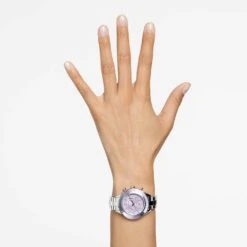 Swarovski Octea Lux Sport Watch Swiss Made, Metal Bracelet, Purple, Stainless Steel